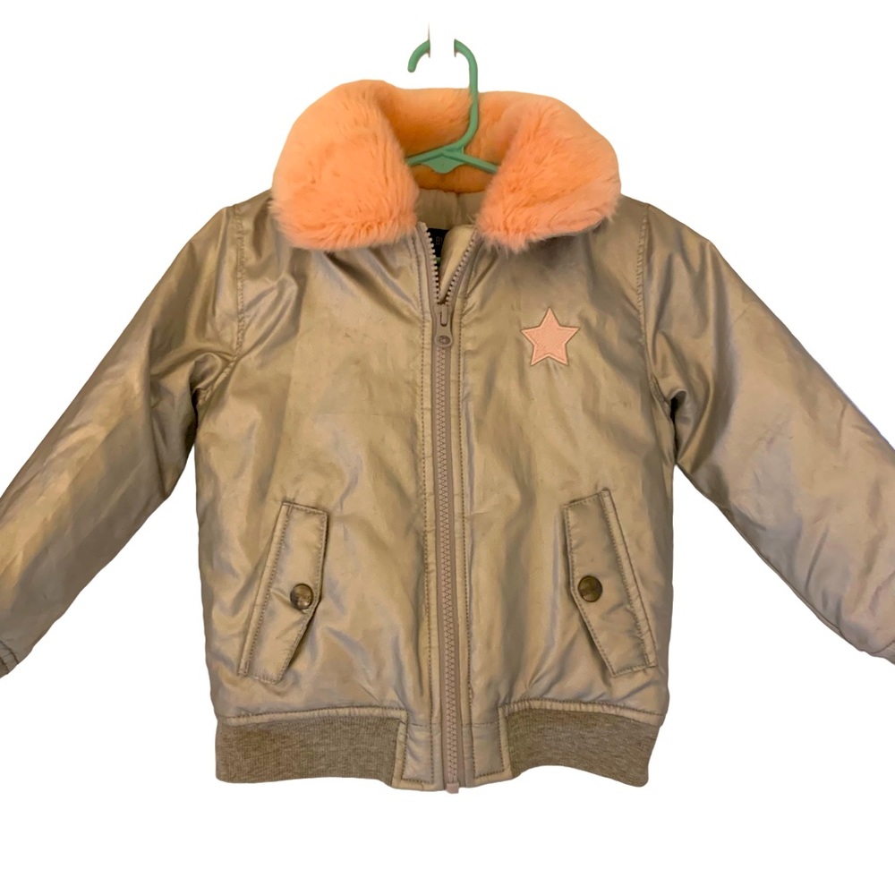 Kids Silver Buffalo David Bitton Coat with Pink Fur Collar Sz 3T